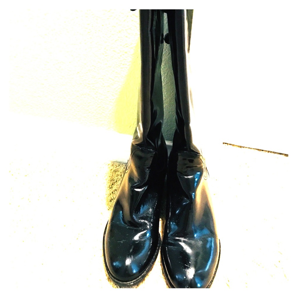 JS RIDER patent leather riding boots